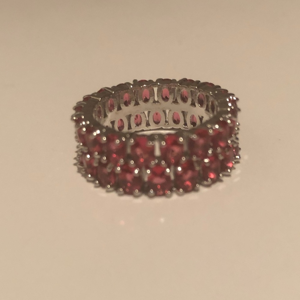 925 Silver Oval Cut Ruby Ring Size 7 - image 1